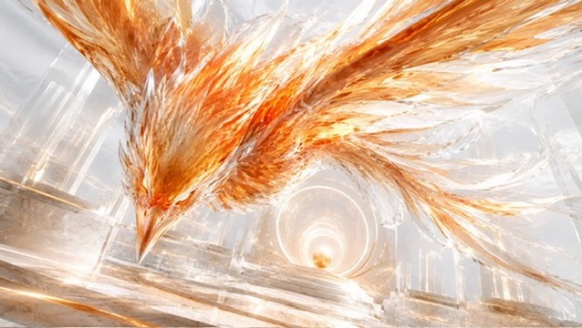 未来空間を進む朱雀